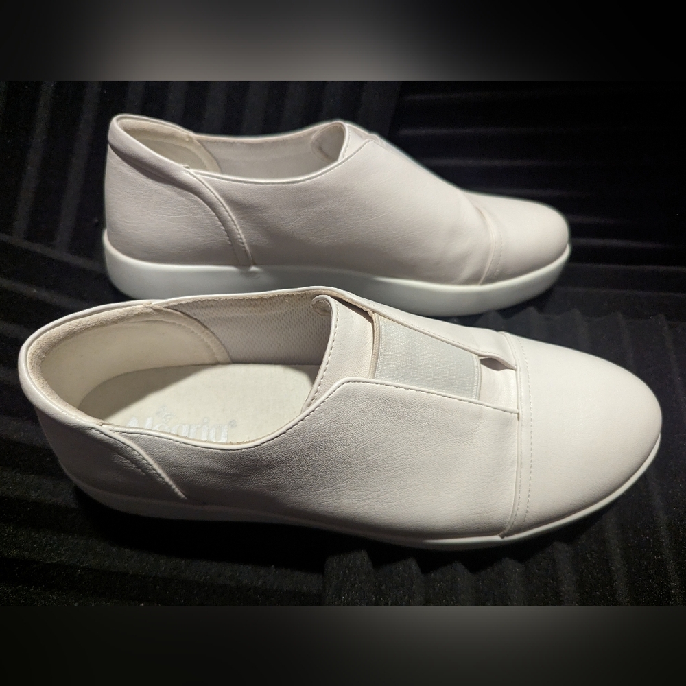 Alegria White Nappa Posy Slip-on Shoes